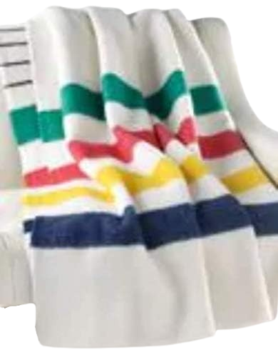 90 by 100-Inch Queen Size 6 Point Blanket, Natural/Multi Stripe