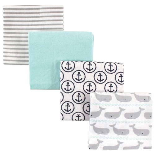 Unisex Baby Cotton Flannel Receiving Blankets, Gray Whale