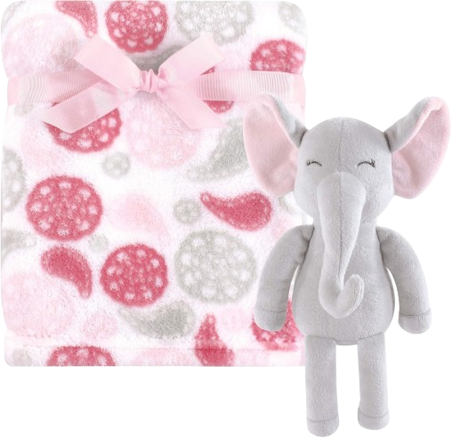 Unisex Baby Plush Blanket with Toy, Paisley Elephant, One Size
