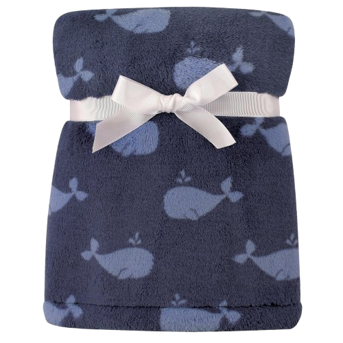 Unisex Baby Plush Waffle Blanket, Blue Gray Stripe, One Size