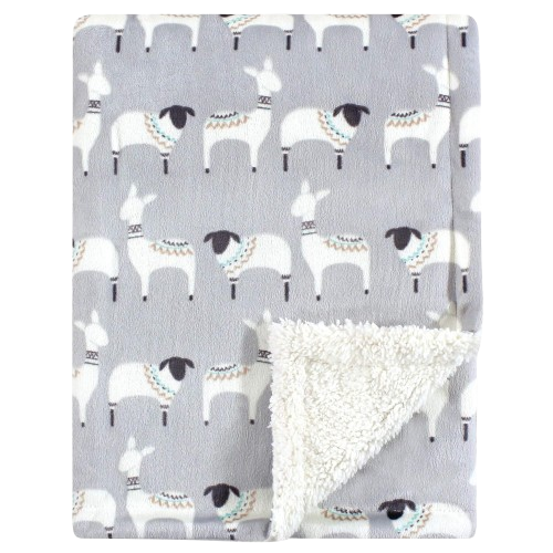 Baby Unisex Baby Plush Mink and Sherpa Blanket, Blue, One Size